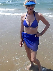 Granny bikini beach babe