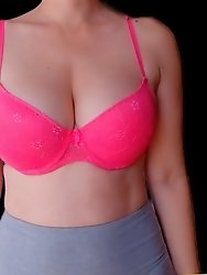 This gallery features a stunning wife in a red lace bra, radiating an angelic beauty