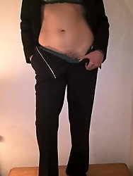 My beautiful hairy wife in suit and green lingerie